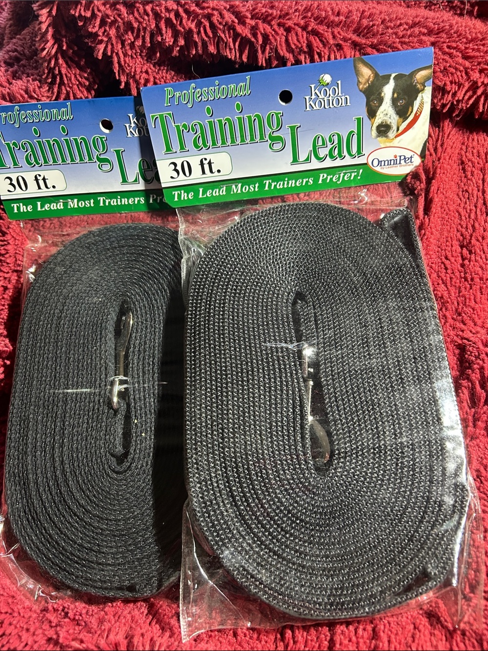NEW, Lot of 2 OmniPet Kool Kotton Training Lead; 30 Ft